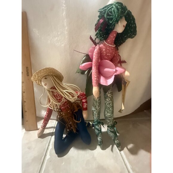 Handmade Elies Whimsi-Gals Cowgirl Rag Doll With Straw Hat & Braided Yarn Hair - Picture 7 of 7